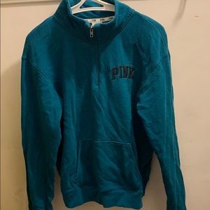 Turquoise PINK quarter zip sweater